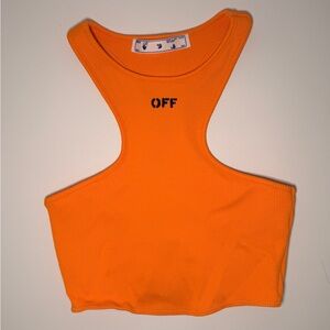 Off-White Vibrant Orange Ribbed Crop Top